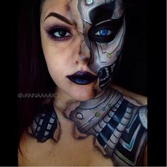 Makeup Class, Cyberpunk Aesthetic, Face Painting Halloween, Fx Makeup, Skull Face, Sfx Makeup, Halloween Makeup Looks