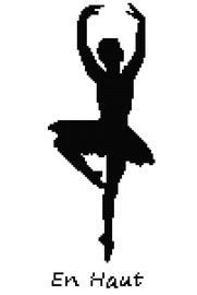 a black and white image of a ballerina in the air with her arms up