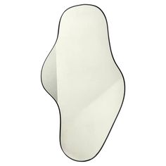 an oval mirror on a white background with black border around the edges and bottom edge