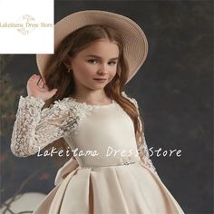 Flower Girl Dresses For Wedding Sheer Long Sleeve Lace Applique Back Girls Pageant Gowns Princess Gowns Princess, Girls Pageant Gowns, Dresses For Wedding, Sheer Long Sleeve, Pageant Gowns, Girl Dresses, Lace Applique, Long Sleeve Lace, Princess Dress