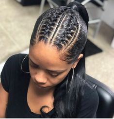 Ponytail With Braids In Front Black Hair, Sleek Braided Ponytail, Black Kids Braids Hairstyles, Cornrow Ponytail, Lemonade Braids Hairstyles, Stylish Ponytail, Gel Hair, High Ponytail Hairstyles, Weave Ponytail Hairstyles