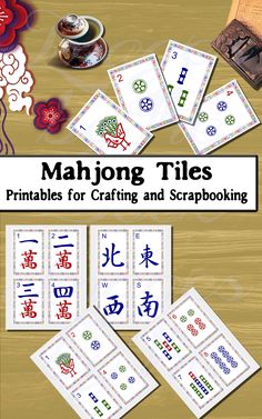 the cover of mahjong tiles printables for crafting and scrapbooking