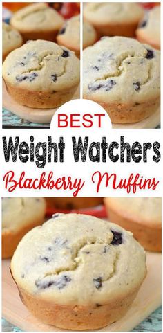 Weight Watchers blackberry muffins  that are moist and delicious for breakfast, desserts or brunch Blackberry Muffins, Weight Watchers Muffins, Blackberry Muffin, Muffins Easy, Ww Recipe, Snacks On The Go, Moist Muffins, Cucumber Diet, Weight Watchers Snacks