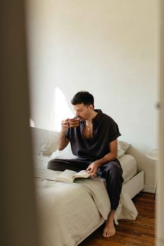 Man Journaling, Apartment Photoshoot, 1950s Apartment, Man Thinking, Sitting On Bed, Man Bedroom, Man Lifestyle, Apartment In Nyc, Home Relaxing