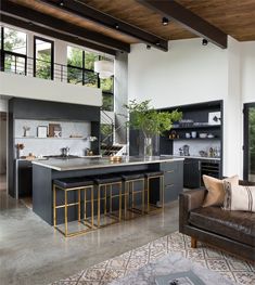 a large open kitchen and living room area