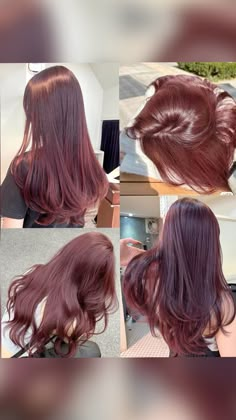 Black cherry, hair inspo, red hair Cherry Black Hair, Black Cherry Red Hair, Hair Inspo Red, Black Cherry Hair Color, Black Cherry Hair, Cherry Hair Colors, Cherry Red Hair, Wine Red Hair, Haircuts For Long Hair With Layers