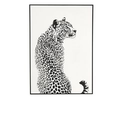 a black and white drawing of a cheetah standing in front of the camera