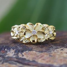 Hawaiian Silver Gold Plated 3 Plumeria Flower Scroll Cz Wedding Ring Band Sr3255 Hawaiian Wedding Rings, Hawaiian Heirloom Jewelry, Heirloom Jewelry, Future Engagement Rings, Titanium Wedding Rings, Heirlooms Jewelry, Jewelry Wedding Rings, Ring Band, Silver Roses