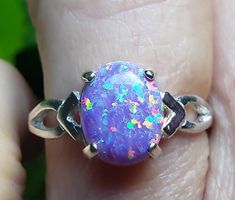 Beautiful Lavender Purple Fire Lab Created Opal 8x10mm Ring set in 925 Sterling Silver. Size 7. May be able to make in your size, please ask! Great Favorite Gift! Purple Oval Opal Ring For Gift, Oval Purple Opal Ring For Gift, Purple Opal, Purple Fire, Lavender Purple, Opal Rings, Fire Opal, Favorite Things Gift, 925 Sterling Silver Ring