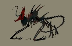 an alien creature with large, sharp teeth and long legs is depicted in this image