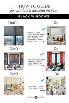 an info sheet describing how to use window treatments on your black windows and what they do