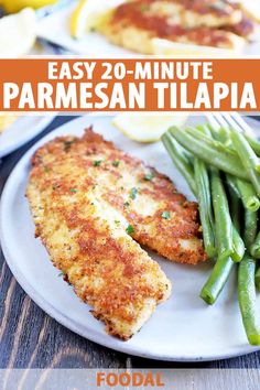 this is an image of easy 20 minute parmesan tilapia with green beans