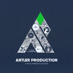 the logo for antler production, a multimedia studio that has been designed to look like an abstract triangle