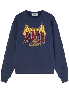 navy blue/yellow/bordeaux red cotton jersey texture logo print to the front appliqué logo embroidered logo at the sleeve crew neck long sleeves ribbed cuffs and hem Appliqué Sweatshirt, Applique Sweatshirt, Texture Logo, Merch Ideas, City Shorts, Airport Fashion, Balenciaga Triple S, Custom Watch, Summer Beach Wear