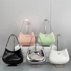 Prada Cleo bags in black, white, pink, and green Eco Bags, Hobo Crossbody Bag, Ladies Clutch, Wholesale Bags, Looks Chic, Branded Bags, Leather Design, White Bag, Clutch Handbag