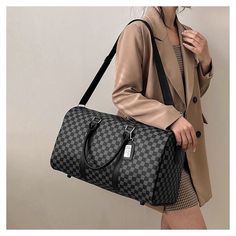 Material: Oxford Cloth Features: Waterproof Gender: Neutral/Both Men and Women Pattern: Solid Color Style: Fresh and Sweet Fashion Element: Letters Color: Plaid Black, Woven Black Occasion: Leisure Travel Sweet Fashion, Travel Bags For Women, Men's Korean Style, Sweet Style, Travel And Leisure, Color Style, Business Travel, Travel Bags, Bags Women