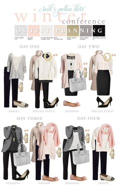 Teal and Polka Dots: Winter Work Trip Packing List Work Trip Packing List, Conference Outfit, Work Trip, Mode Tips, Winter Travel Outfit, Fashion Capsule Wardrobe, Winter Work, Outfit Plan, Capsule Outfits