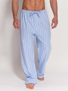 They have a combined soft elastic and self fabric tie waist, two inset side pockets and two rear patch pockets to help keep phones and other items close to hand whilst you're relaxing. Pyjama Trousers, Mens Nightwear, Matching Robes, Striped Pyjamas, Pyjama Bottoms, Pajama Top