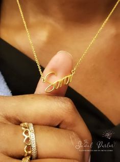 Thinking about what to get your line sisters for Founders' Day or looking for a crossing gift for a new Greek? This Soror necklace in beautiful cursive script is the perfect gift no matter the organization! Necklace personalized with Soror in a feminine yet bold style Choice of 18K gold-plated, rose gold-plated, rhodium-plated finish Chain lengths: 18" or 20" Material is stainless steel Tarnish-free and hypoallergenic Custom necklace also available for names and line names in Old English font an Signature Style Name Necklace As A Gift, Signature Name Necklace As Gift, Inspirational Personalized Charm Necklaces, Inspirational Personalized Charm Necklace, Baguette Necklace, English Font, Figaro Necklace, Founders Day, Old English Font