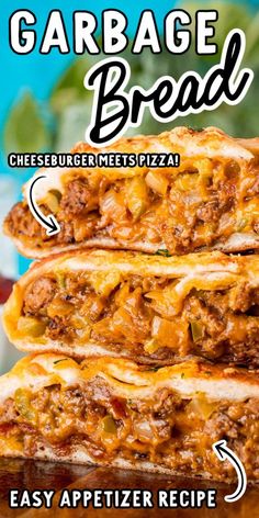 the recipe for homemade cheeseburger bread is shown