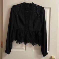 Self-Portrait Floral Lace Peplum Top Offers Are Always Welcomed! :) Spring Gothic Formal Blouse, Spring Formal Gothic Blouse, Black Gothic Blouse For Evening, Spring Evening Gothic Blouse, Gothic Evening Blouse For Spring, Lace Peplum Top, Lace Peplum, Self Portrait, Floral Lace