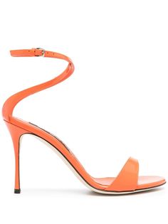 peach orange calf leather multi-way straps buckle-fastening ankle strap branded footbed 95mm high heel leather sole Orange Accessories, Orange Sandals, Sergio Rossi Shoes, Peach Orange, Sergio Rossi, Open Toe Sandals, Toe Sandals, Shades Of Orange, Cute Shoes