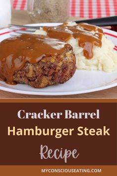 Caramelized onions on hamburger steak Cracker Barrel Hamburger Steak, Hamburger Steak Recipes In Oven, Grilled Hamburger Steak, Hamburger Steak Recipes Easy, Cracker Barrel Hamburger Steak Recipe, Gourmet Hamburgers, Hamburger Meals, Hamburger Steak Recipes, Hamburger Steaks