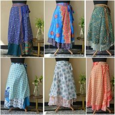 ad eBay - Find many great new & used options and get the best deals for 10 Indian Vintage Silk Wrap Bohemian Long Skirt Hippie Double extra Size XXL at the best online prices at eBay! Free shipping for many products! Magic Skirt, Sari Skirt, Long Wrap Skirt, Silk Wrap Skirt, Indian Skirt, Flamenco Dress, Mode Hippie, Silk Maxi Skirt, Hippie Skirts