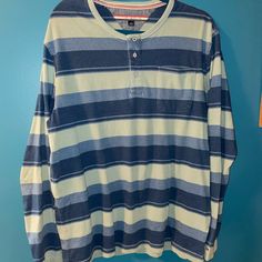 Tommy Hilfiger Blue/Green Striped Longsleeve. Pocket On Left Chest. 3 Buttons. Never Worn. No Defects. Tommy Hilfiger Green Cotton Tops, Casual Green Tommy Hilfiger Tops, Blue Relaxed Fit Long Sleeve Top With Crew Neck, Casual Striped Long Sleeve Top For Spring, Blue Casual Long Sleeve Top For Fall, Casual Blue Long Sleeve Top For Fall, Relaxed Fit Long Sleeve Light Blue Top, Relaxed Fit Light Blue Long Sleeve Top, Blue Relaxed Fit Long Sleeve Top For Spring