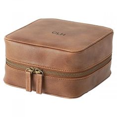 Personalized Faux Leather Tech Travel Case, Suede Brown - Monogram Dop Kit, Tech Essentials, Luggage Store, Tech Cases, Travel Tech, French Chairs, Outdoor Bag, Leather Box, Dopp Kit