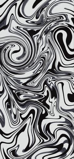 an abstract black and white painting with swirls