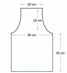 an apron pattern with measurements for the front and back, showing how to measure it