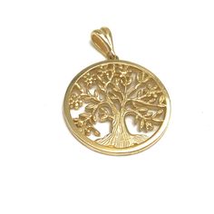 Gold Round Tree of Life Pendant, 14k Yellow Gold. The Tree is a symbol of life and truth. Size: Height: 21 mm Width: 21 mm IMPORTANT: Import duties may apply Notice: Please provide your phone number in the notes section of your order for shipping. Tree Of Life Round Pendant Jewelry For Anniversary, 14k Gold Tree Of Life Pendant Jewelry, Symbolic Gold Jewelry With Tree Of Life, Tree Of Life Round Jewelry For Anniversary, Yellow Gold Tree Of Life Pendant Jewelry, Gold Tree Of Life, Pentacles Tarot, Gold Necklace Pendant, Fondant Rose