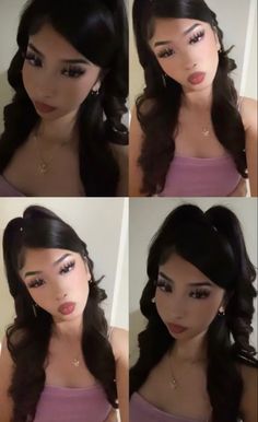 Half Up Half Down Hair Latina, Baddie Prom Hairstyles, Latino Hairstyles, Cute Hairstyles For Graduation, Hair Styles Latina, Wavy Hairstyles For Long Hair, Mexican Fits, Hispanic Hairstyles, Baddie Hairstyles Latina