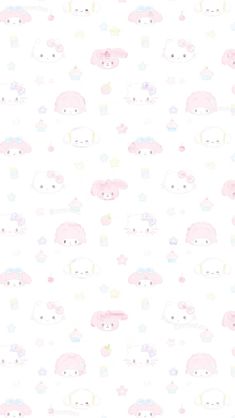 a white background with pink and blue animals on it