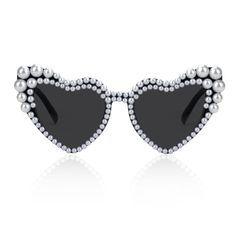 PRICES MAY VARY. Stylish and Unique Design: These pearl sunglasses have a unique fashion design. The frame is trimmed with sparkly pearls. They are cute and fun to wear. Make you more eye-catching in the crowd and become the focus of the audience. Prefect for Most Occasions: These Hanj pearl heart sunglasses are so unique and trendy. It can be worn on many occasions. They are great for bachelorette party, wedding, Vegas, parties, vacation etc. UV400 Protection: Hanj lens can block 100% harmful U Heart Sunglasses With Beads, Bachelorette Beaded Sunglasses, Elegant Rhinestone Sunglasses With Glass, Glamorous Sunglasses With Rhinestones, Rhinestone Heart Sunglasses, Bride Sunglasses, Diy Glasses, Bachelorette Party Bride, Heart Sunglasses