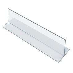 a white shelf with clear glass on the top and bottom, against a white background