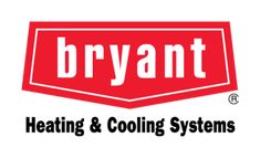 the bryant heating and cooling systems logo is shown in this image, it's red and white