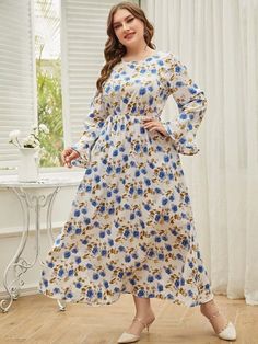 Floral Long Frocks, Floral Dresses Casual, Flounce Sleeve Dress, Long Frock Designs, Short Frock, Frock Fashion, Modern Closet, Long Frocks, Girls Dresses Summer