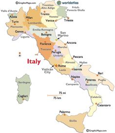 a map of italy with all the towns