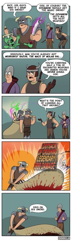 How I play skyrim :D. I hoard all the jewelry and enchanted crap and then sell them until there is no one to sell to. THIS IS WHAT HAPPENS WHEN COMPANIONS QUESTION ME!!! Skyrim Comic, Gamer Humor, Video Games Funny, Gamer Life, Gaming Memes, Elder Scrolls