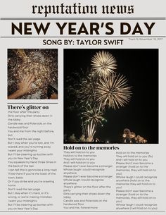 the new year's day newspaper article with fireworks in the sky and people holding hands