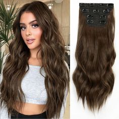 Thick Hair Extensions: At 200g 20 Inches. Each Pack Includes: 2 Pieces Of 4.8 Inches Wide 2 Clips In Wefts;1 Piece Of 6 Inches Wide 3 Clips In Weft;1 Piece Of 7 Inches Wide 4 Clips In Weft. Diy Fun: You Can Decide How Many Pieces To Wear. Increase Hair Length And Volume ,Make Your Hair Looks More Full.If You Would Like To Long And Full Hair, Our Hair Extensions Will Be Good Choice. Care Tips: If You Do Not Brush Your Extensions Gently, You Could Break Some Of The Fibers, Cause Tangling Or Frizzi Soft Hair Color, Wavy Beach Hair, Glam Waves, Wavy Hair Extensions, Black Hair Extensions, Ombre Hair Extensions, Halo Hair Extensions, Hairpieces For Women, Curly Hair Extensions