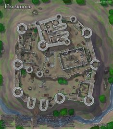 an aerial view of the map for haverhold, which is located on top of a hill