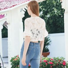 Add a touch of elegance to your outfit with the Anna-Kaci Women's Crochet Floral Lace Short Sleeve Cropped Shrug, a cute and versatile white cardigan. This must-have staple piece is perfect for layering over dresses or tops for a chic and feminine look. Cropped Lace Top With Lace Patchwork For Spring, Cropped Lace Top With Patchwork For Spring, Cropped Lace Patchwork Top For Spring, Spring Tops With Lace Trim, Chic Non-stretch Lace Tops, White Lace Patchwork Crop Top For Spring, Chic Lace Patchwork Crop Top For Spring, Feminine Fitted Crochet Top For Day Out, Cropped Lace Tops For Day Out