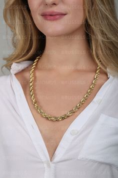 "All Our Jewelry Is MADE OF 100% REAL GOLD  10K Yellow Gold Rope Chain Necklace, 9mm Thick, 22\" 24\" 26\" 28\" 30\" Long, Real Gold Chain, Diamond Cut Chain, Chain For Pendant, Women  Click For All Our ON SALE items https://www.etsy.com/shop/BrusselsGoldNYC?ref=seller-platform-mcnav§ion_id=1  ⭐ ITEM DETAILS:  ► Metal: Yellow Gold ► Solid/ Semi-Solid: Semi-Solid ► Width: 9mm ► Length: 22\",24\",26\",28\",30\" ► Closure: Lobster claw  Best Seller  9 mm 22\"-28.12 gram 24\"-30.68 gram 26\"-31.9 gr Luxury Formal Rope Chain Jewelry, Luxury Jewelry With Rope Chain Link, Luxury Rope Chain Link Jewelry, 14k Gold Rope Chain Luxury Necklace, Luxury Gold-plated Rope Chain Jewelry, Elegant Rope Chain Jewelry In Cuban Link Style, Luxury 14k Gold Rope Chain Necklace, Luxury 14k Gold Necklace With Rope Chain, Formal Gold-plated Rope Chain Necklace