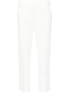 light beige stretch-design jersey texture pressed crease dart detailing low-rise cropped leg two side inset pockets rear button-fastening pocket belt loops concealed front button, hook and zip fastening unlined Jersey Trousers, Design Jersey, Pocket Belt, Slim Pants, Light Beige, Dart, Bottoms Pants, Low Rise, Womens Bottoms