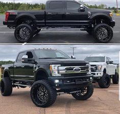 two pictures of the same truck in different colors and sizes, one is black and the other is white