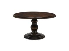 a round wooden table on a white background