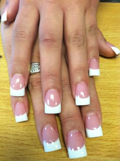 Pink And White Square Acrylic Nails, Short Wide Square Acrylic Nails, Wide French Tip Nails, Wide Square Acrylic Nails, Classic Pink And White Acrylic Nails, Pink And White Nails French Square, Pink And White French Manicure, Wide Square Nails, Wide Tip Nails